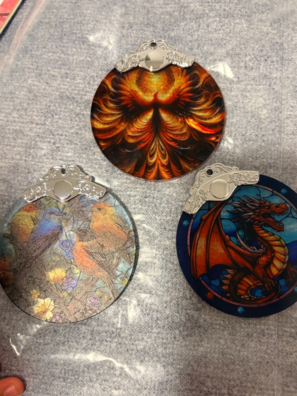 Fierce Dragon Stained Glass Style Ceramic Ornament. - Picture 4 of 4